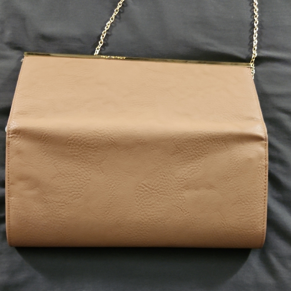 Charming Charlie Clutch Medium brown/Tan with Gold Chain 🔥 - Picture 8 of 10